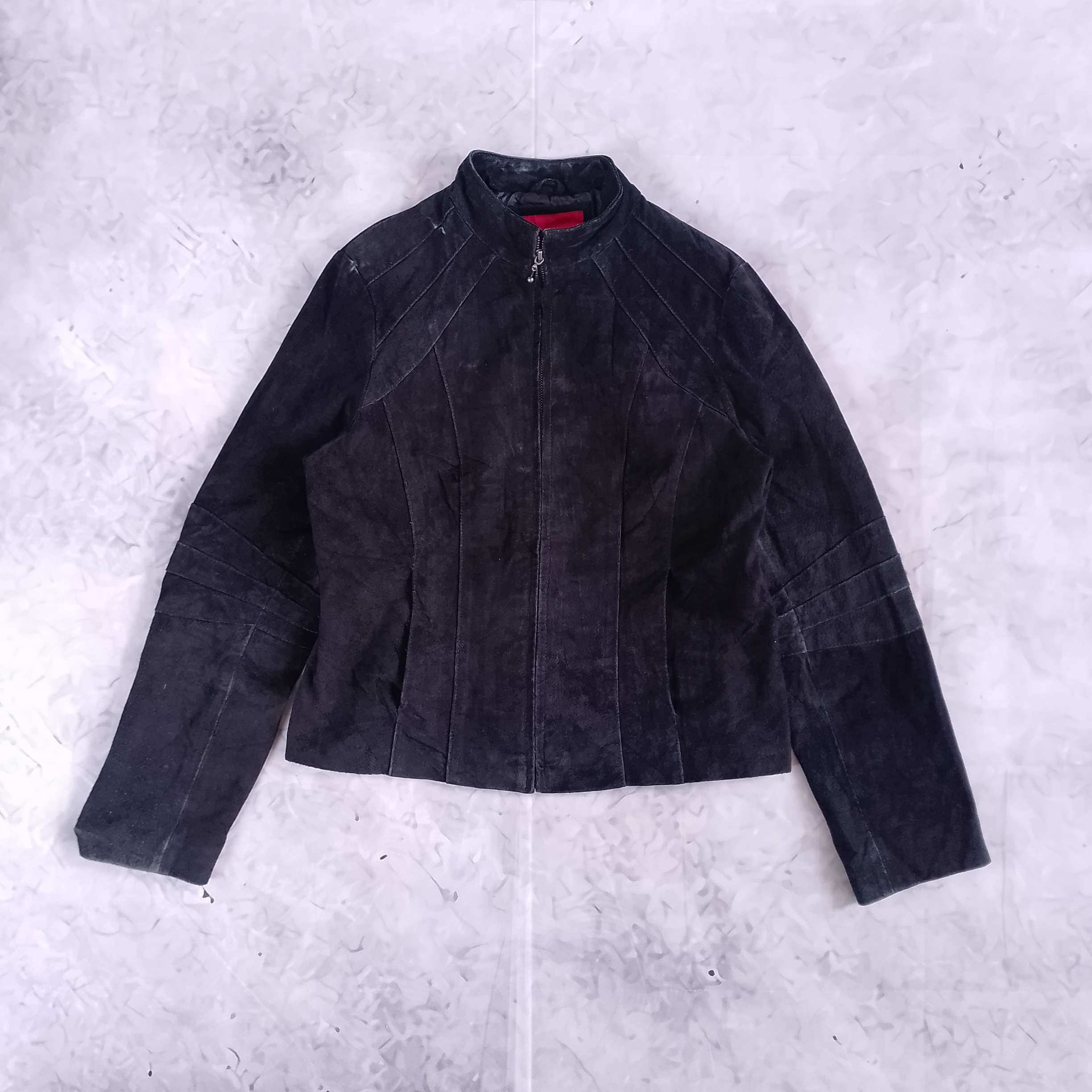 Vintage Bum Equipment Women’s Black Suede Zip-Front Leather Jacket